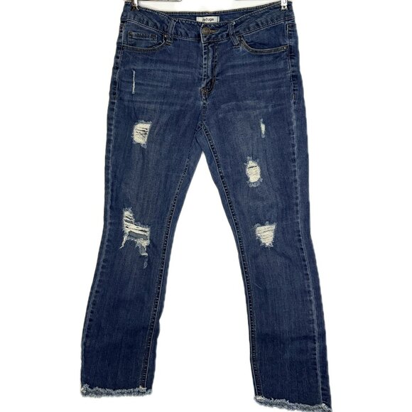 Refuge Women's Distressed, Skinny Jeans, RP9, Raw Hem, Medium Wash Size: 8 - Picture 1 of 8